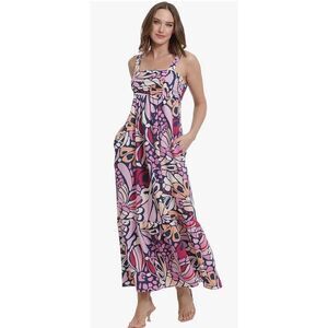 London Times Women's Smocked Back Babydoll Tiered Maxi Dress